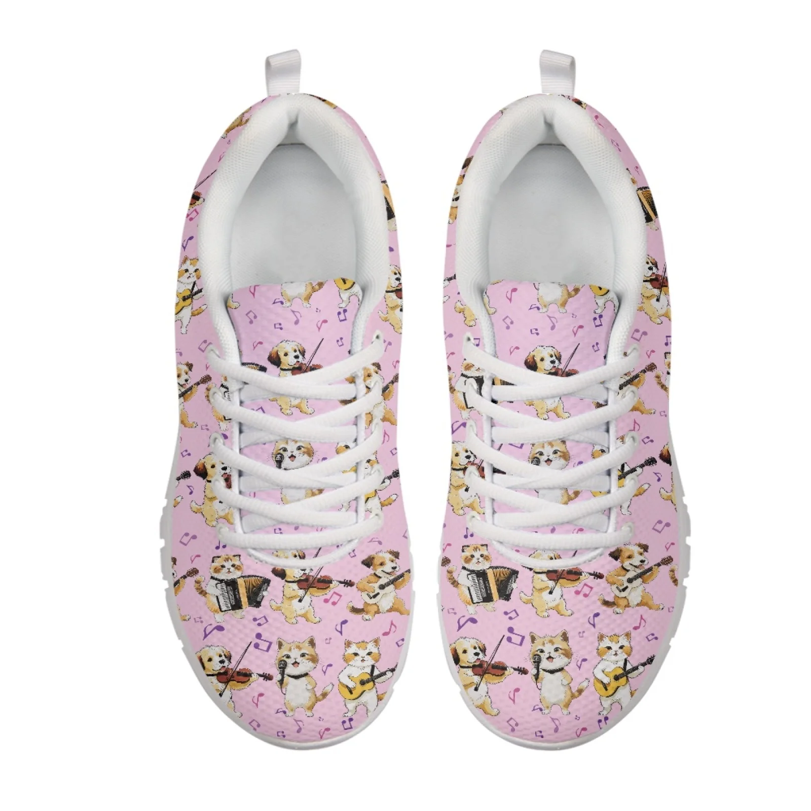 Coloranimal Music Cat Print Soft Walking Sneakers for Mens Mesh & EVA Sole Women Sneakers for Jogging