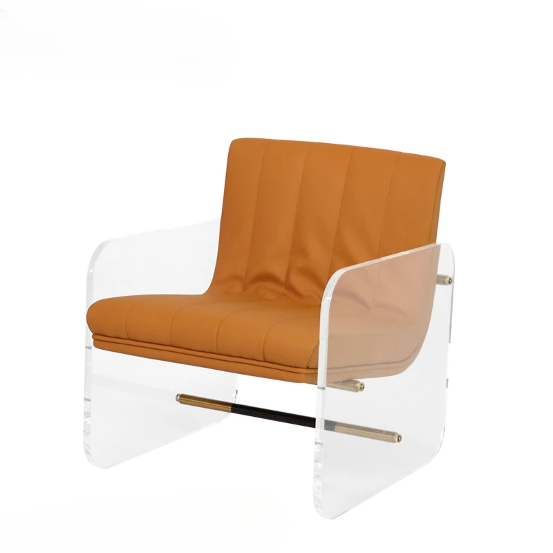 

Modern acrylic transparent armchair, living room sofa chair, office leather reception balcony