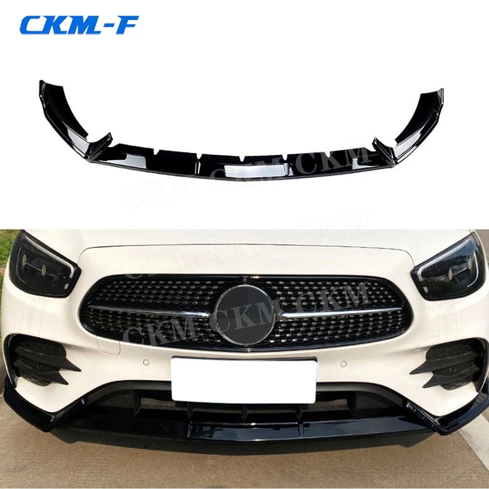 

Glossy Black Front Lip Spoiler For Mercedes Benz E Class W213 E260 E300 E53 2021 2022 2023 Head Bumper Chin Guard Car Styling