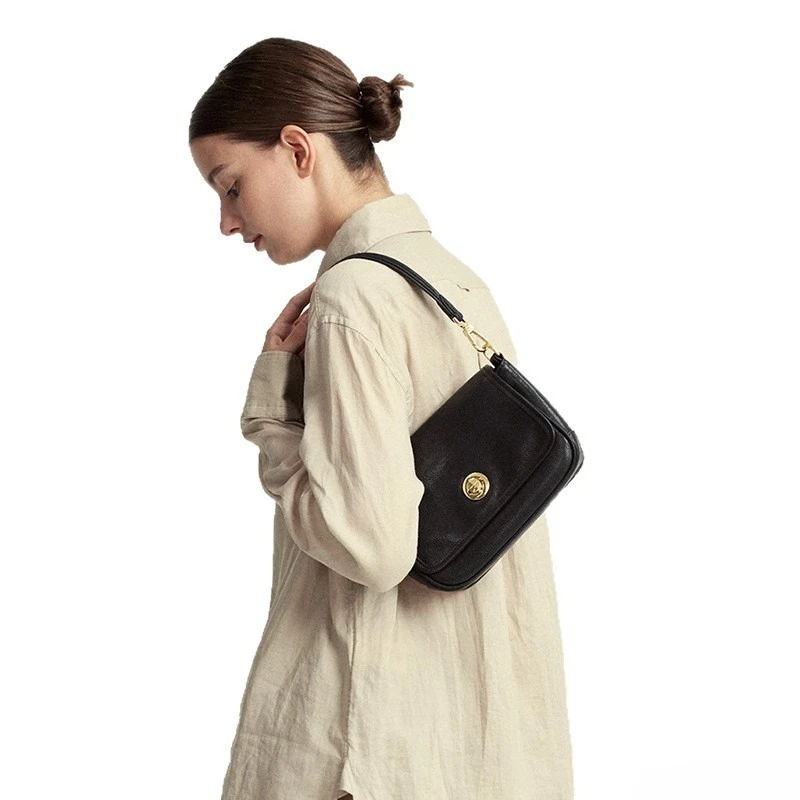 Vintage Everyday Mini Shoulder Bag for Women Genuine Leather Vegetable Tanned Adjustable Convertible Crossbody Strap Luxury