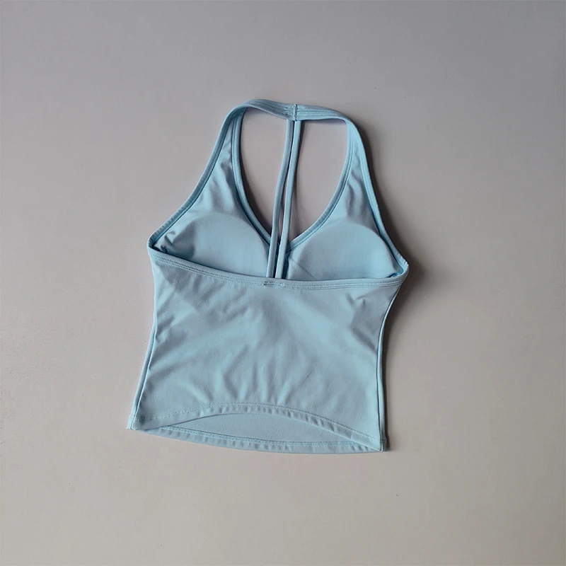 Sportunterwäsche V-Ausschnitt Sommer Neckholder Schöner Rücken Yoga-Anzug Weste Raffung Outdoor-Lauf Fitness-BH – Detail 6