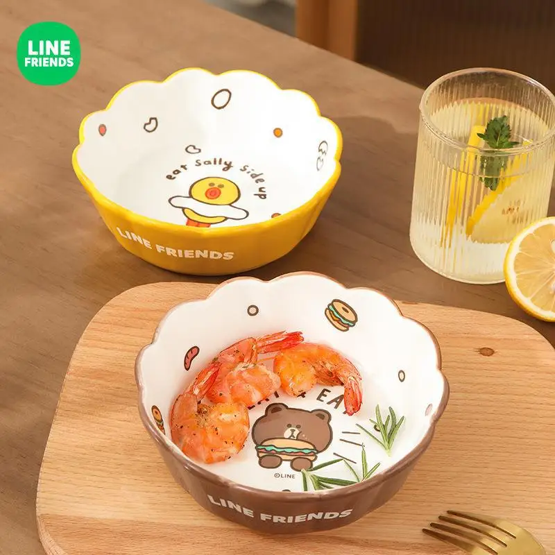 Anime Brown Bear Sally Ceramic Bowl Kawaii Cartoon Dessert Fruit Salad Steamed Egg Creative Baking Bowls Home Dinnerware Gifts