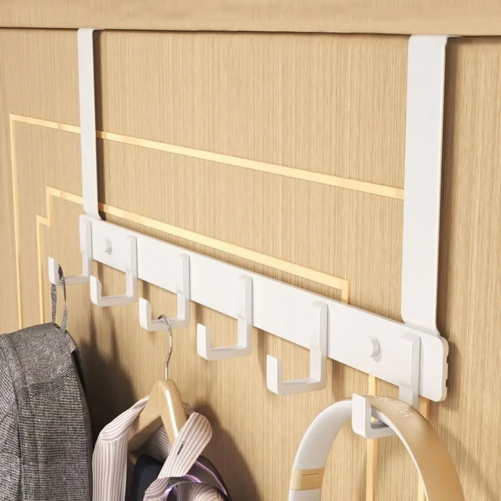 Hooks Over The Door 6 Hooks Clothes Coat Hat Towel Hanger Home Bathroom Organizer Rack Kitchen Accessories Holder