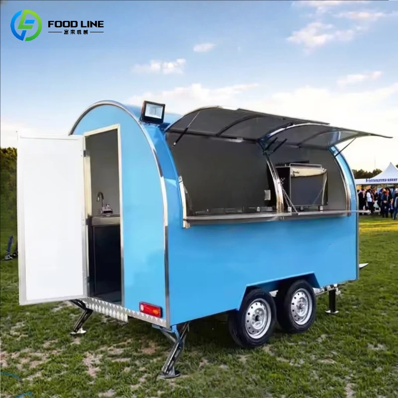 Customized Fully Equipped Round Food Trailer Catering Mobile Coffee Kiosk Bar Shop Food Cart Portable Mobile Food Truck