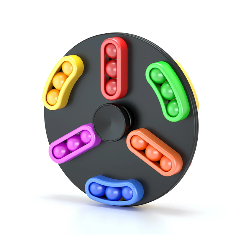 Kids Rolling Ball Labyrinth Maze Game Rotating Magic Beans Fidget Spinner Rotate Gyro Toys Slider Bead Balance Game Antistress