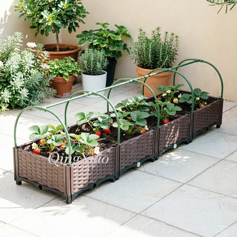 Raised Garden Bed with Trellis Frame, Large DIY Planter Box, Deep Soil Container for Backyard Patio Vegetable & Flower Planting