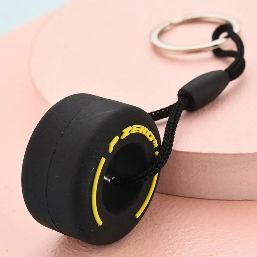 Luxury Mini F1 Racing Tire Keychain Car Key Accessories Mini Soft Rubber Wheel Pendant Car Decoration Men's Gadgets Gifts