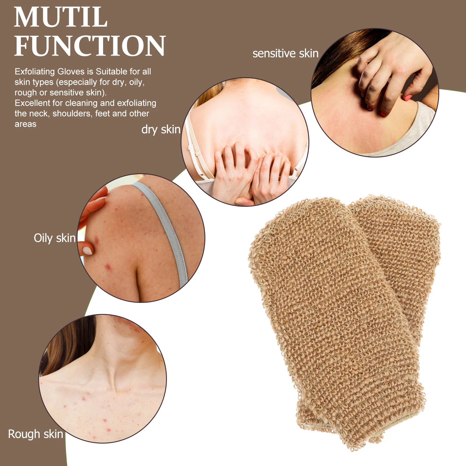 2 PCS Jute Bath Gloves Hand Towels Cleaning Body Scrub The Mitten Bathing for Supplies