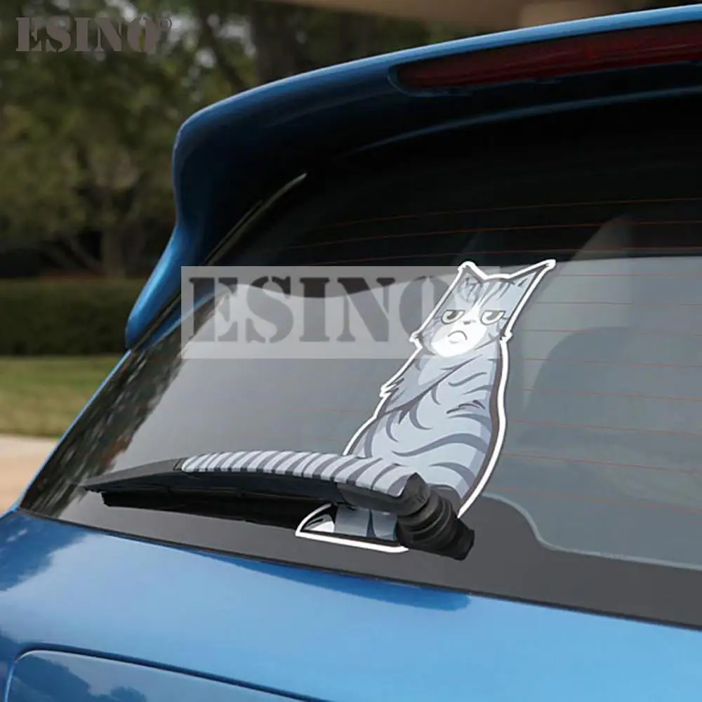 Car Styling Creative Cartoon Happy Sad Cat Moving Tail Rear Window Wiper Decal Car Body PVC Sticker Car Accessories Vinyl Decal