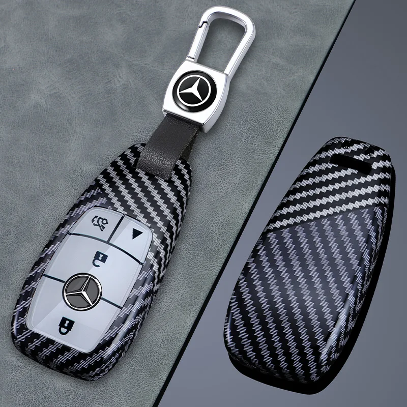 Fashion Carbon Fiber Car Key Case Cover Shell For Mercedes Benz A C E S G Class GLC CLE CLA GLB GLS W177 W205 W213 W222 X167 AMG