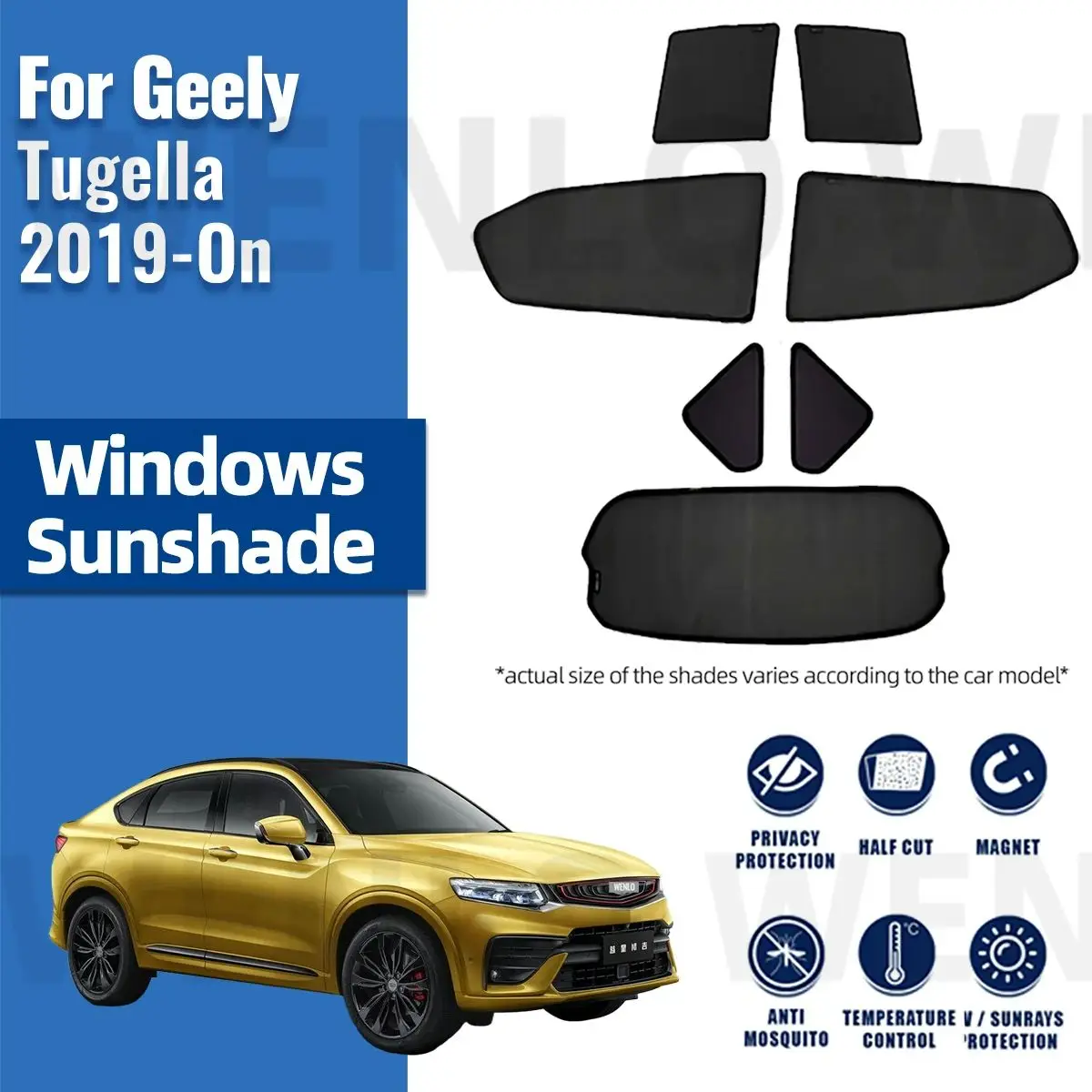 For Geely Monjaro Tugella kx11 2019-2023 Magnetic Car Sunshade Front Windshield Curtain Rear Side Window Sun Shades Shield