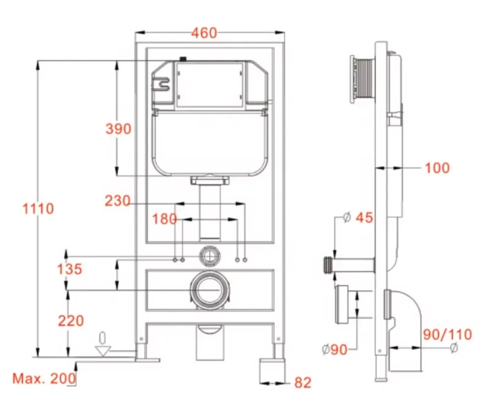 Bathroom accessories Concealed toilet water tank Water tank Flushing wall Suspended toilet water tank