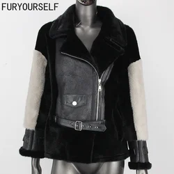 FURYOURSELF 2023 Faux Mink Double Faced Fur Coat Winter Jacket Women Warm Turn Down Collar Outerwear Fashion Luxury Streetwear