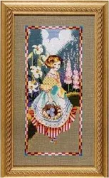 DIY Needle Work Cross Stitch Set Girl carrying basket counted Cross Stitch Kit 28ct 14ct 32ct Metallic cotton aida