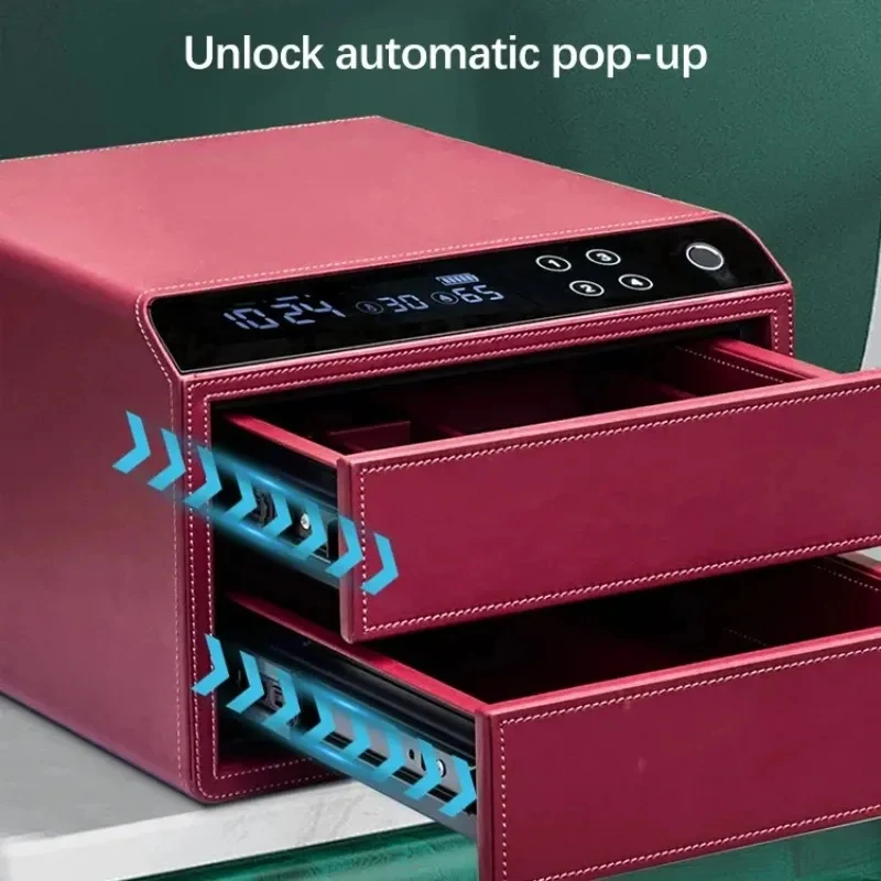 

high quality ligent Fingerprint Drawer Safe Full Steel Double Layer Large Capacity Theft Prevention