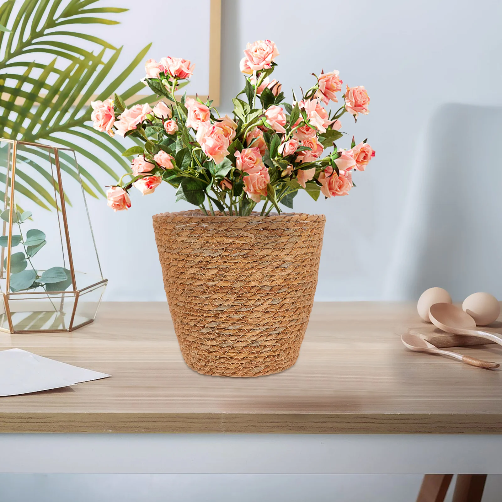 

2Pcs Seagrass Basket Woven Plant Pot Covers Multifunctional Storage Baskets for Flowers Fruits Sundries Seagrass Basket