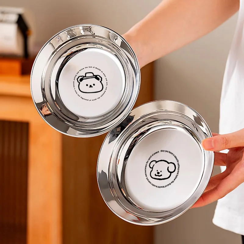 Baby Stainless Steel Plate with Cute Patterns, Food-Grade Children's Dishes for Home and Kindergarten