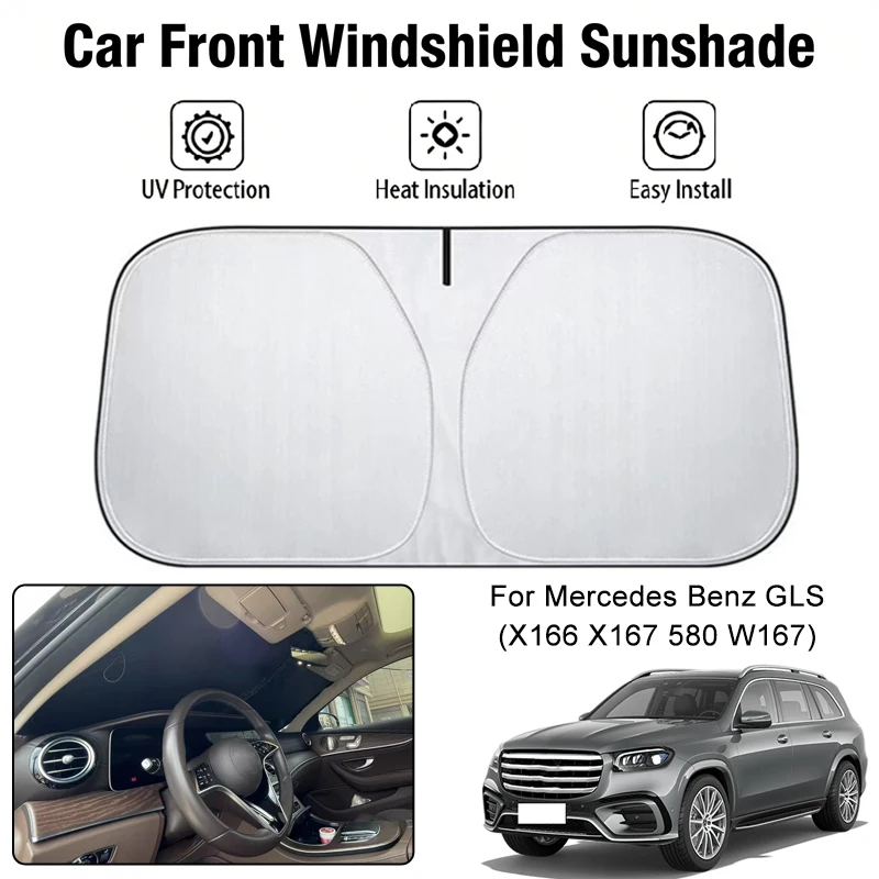 

Car Front Windshield Sunshade Cover For Mercedes Benz GLS X166 X167 580 W167 UV Block Heat Insulation Auto Accessories