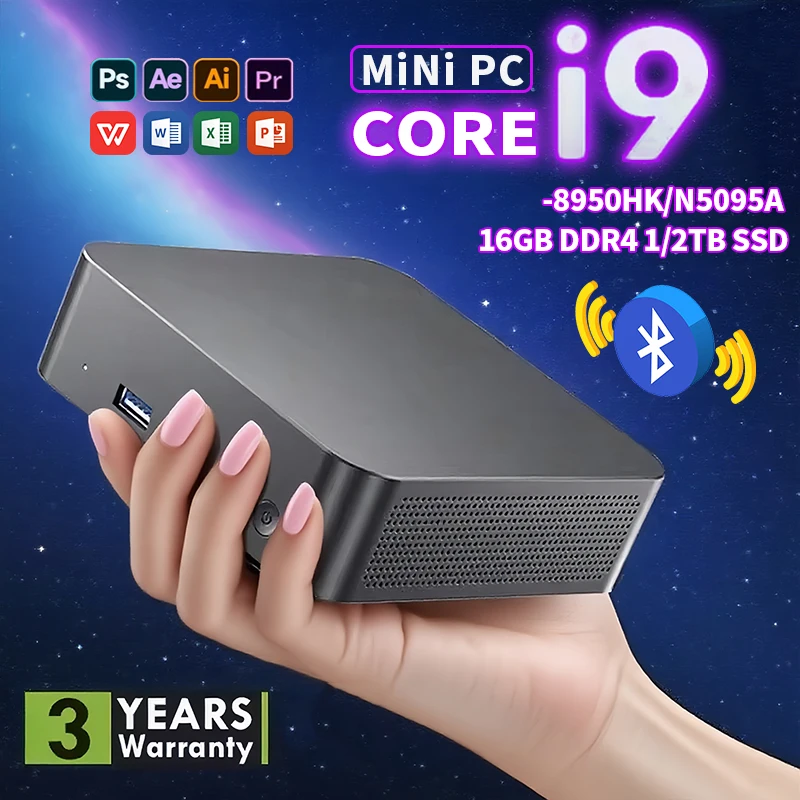 

Mini PC Windows 11 Pro Core i9 8950HK 16GB DDR4 1TB SSD PC Gamer Computer Dual WIFI 6 BT5.2 4K HD Mini Gaming Pc Desktop