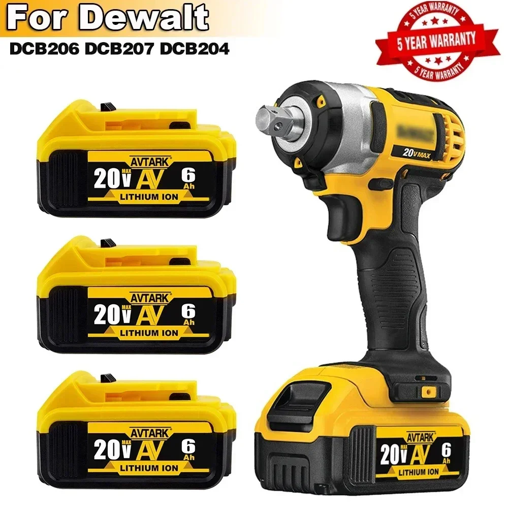 20V DCB200 12000mAh Replacement Li-ion Battery for DeWalt DCB205 DCB201 DCB203 Power Tool Battery 20 Volt MAX With Charger