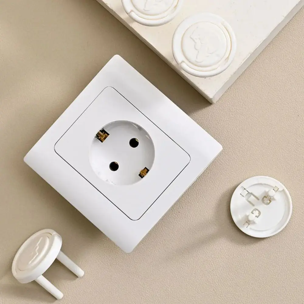 10 قطع من أغطية مقبس سلامة الطفل المضاد للكهرباء، غطاء حماية بمقبس الدب اللطيف الكرتوني، تصميم مشبك الاتحاد الأوروبي