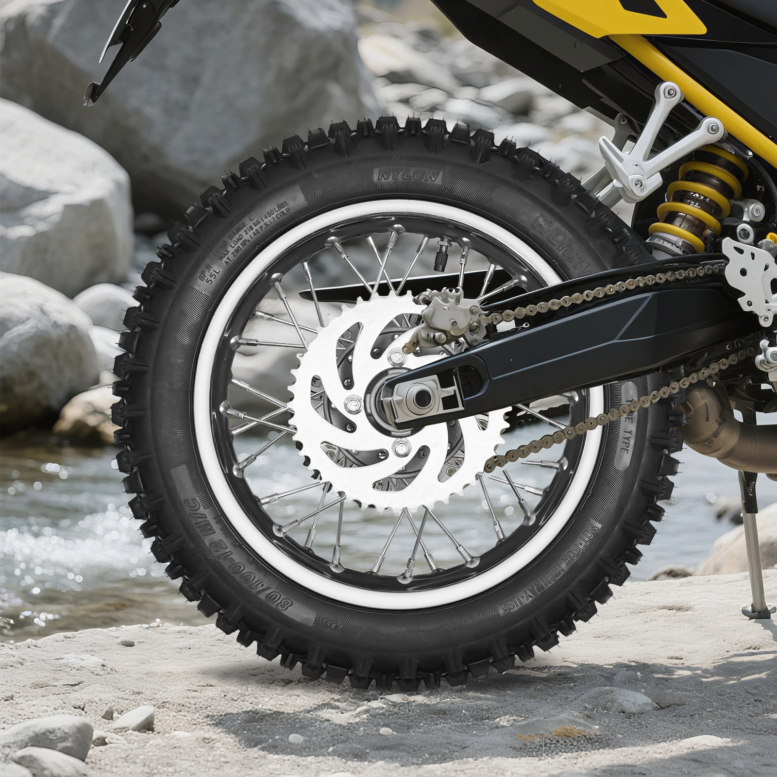 

12-дюймовый обод заднего колеса в сборе, шина для велосипеда для грязи 80/100-12, с подшипником 12 мм для грязевых велосипедов, пит-байков, модели 50 70 90 110 140 куб.см