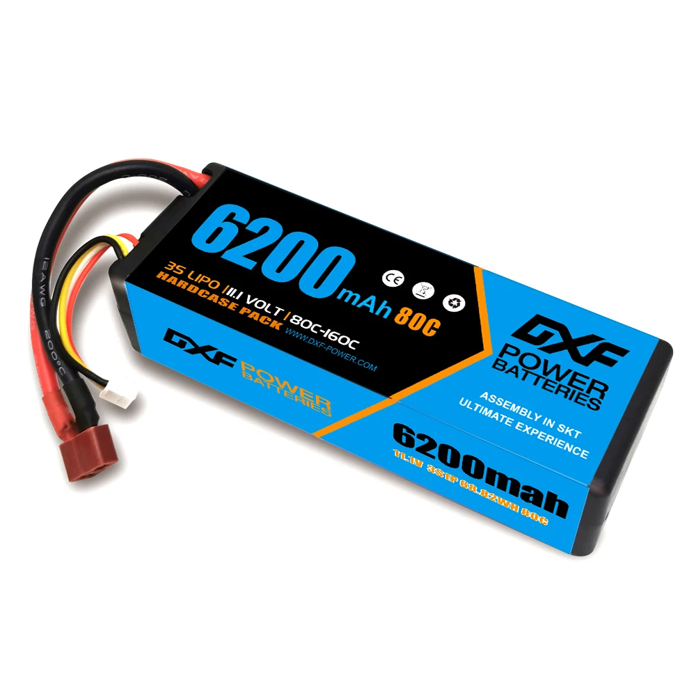 Batteria DXF 3S Lipo 11.1V 6200mAh 80C con custodia rigida con spina EC5 per 1/8 Buggy Truggy Offroad Car Boat Truck Airplane UAV RACIN