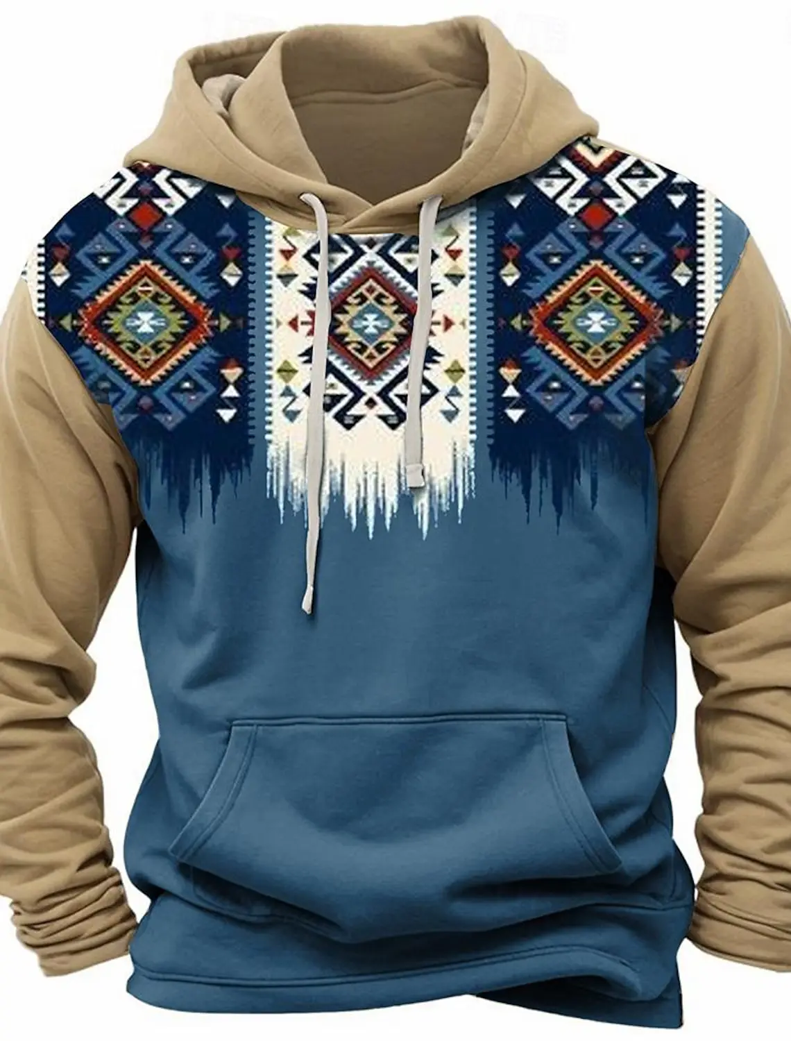 

Men's 3D Vintage Print Blue Brown Hoodies Autumn Winter Fashion Retro Plaid Pattern Sweatshirt Loose Daily Casual Hooded Clothes