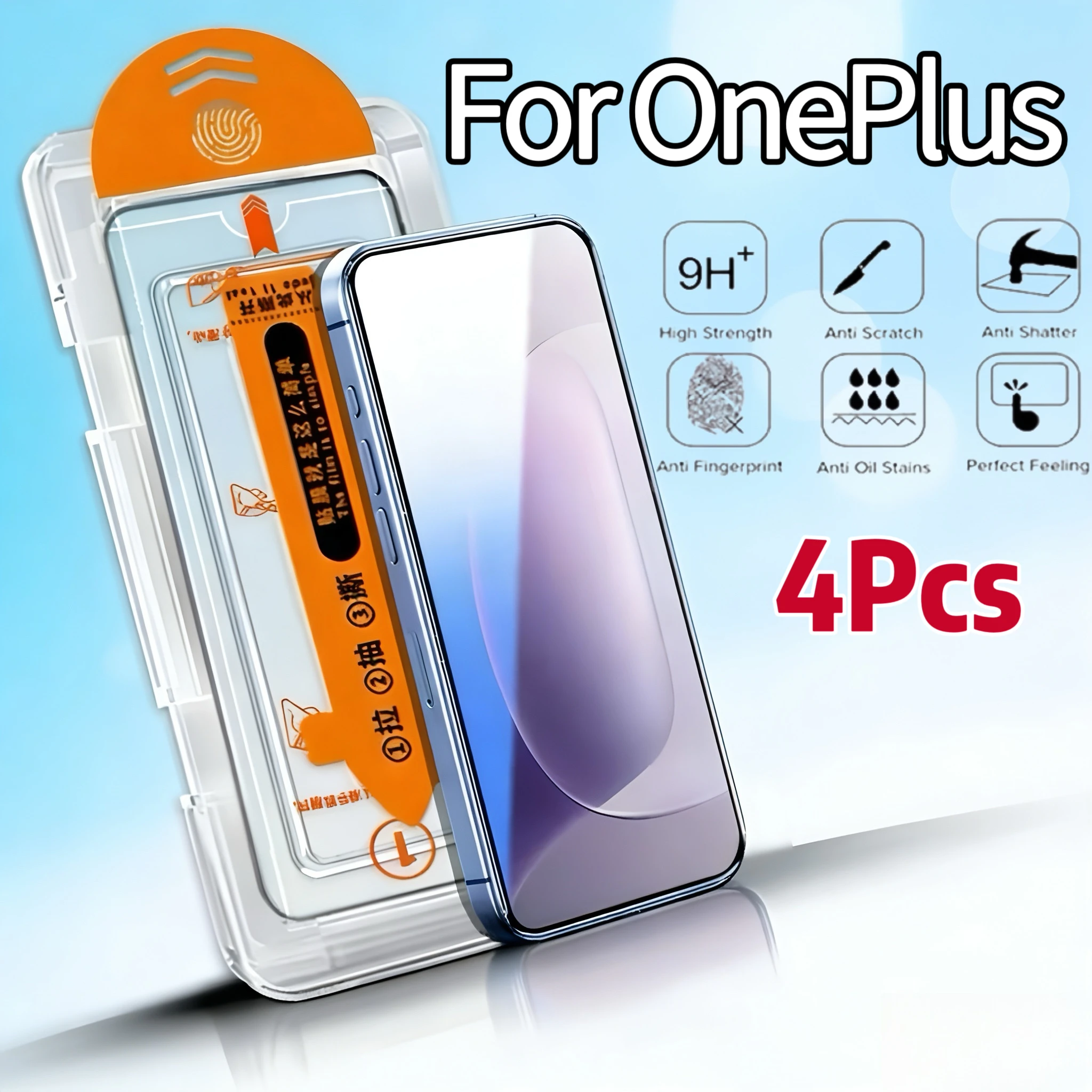 

HD Tempered Glass Screen Protector for OnePlus Series, 9H Hardness, Bubble-Free, Easy Installation, 4-Pack