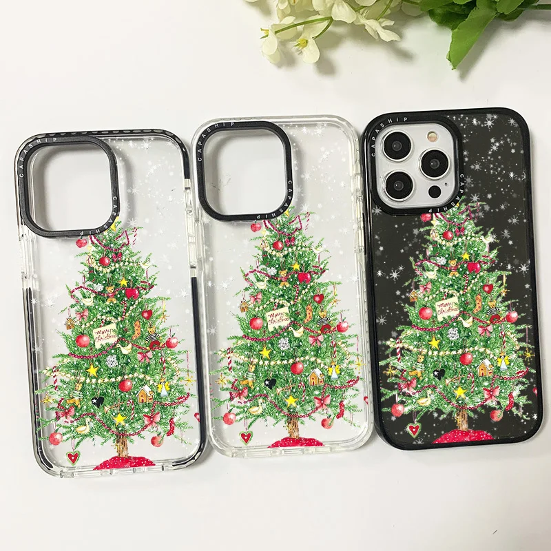 Hot Christmas Tree Snowflake Silicone Soft Case For Iphone 11 14 15 Pro Max Funda 12 13 Pro 7 8 Plus X XR XS Shockproof Bumper