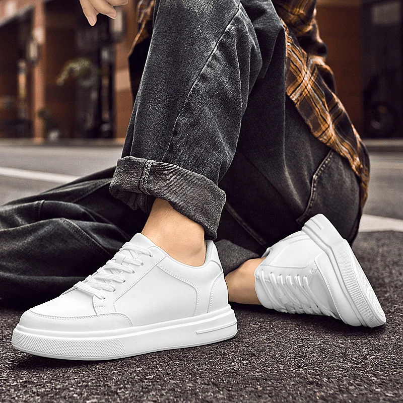 

New Men's Sneakers Elevator Shoes Heightening Height Increase Insole 6-10CM High Heels Shoes Leather Sport Shoes Men Shoes