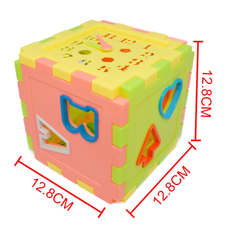 Baby Early Educational Box Toddler Shape Geometry Matching Number Counting Building Blocks Sorting Kids Cube Toy Clock Abacus