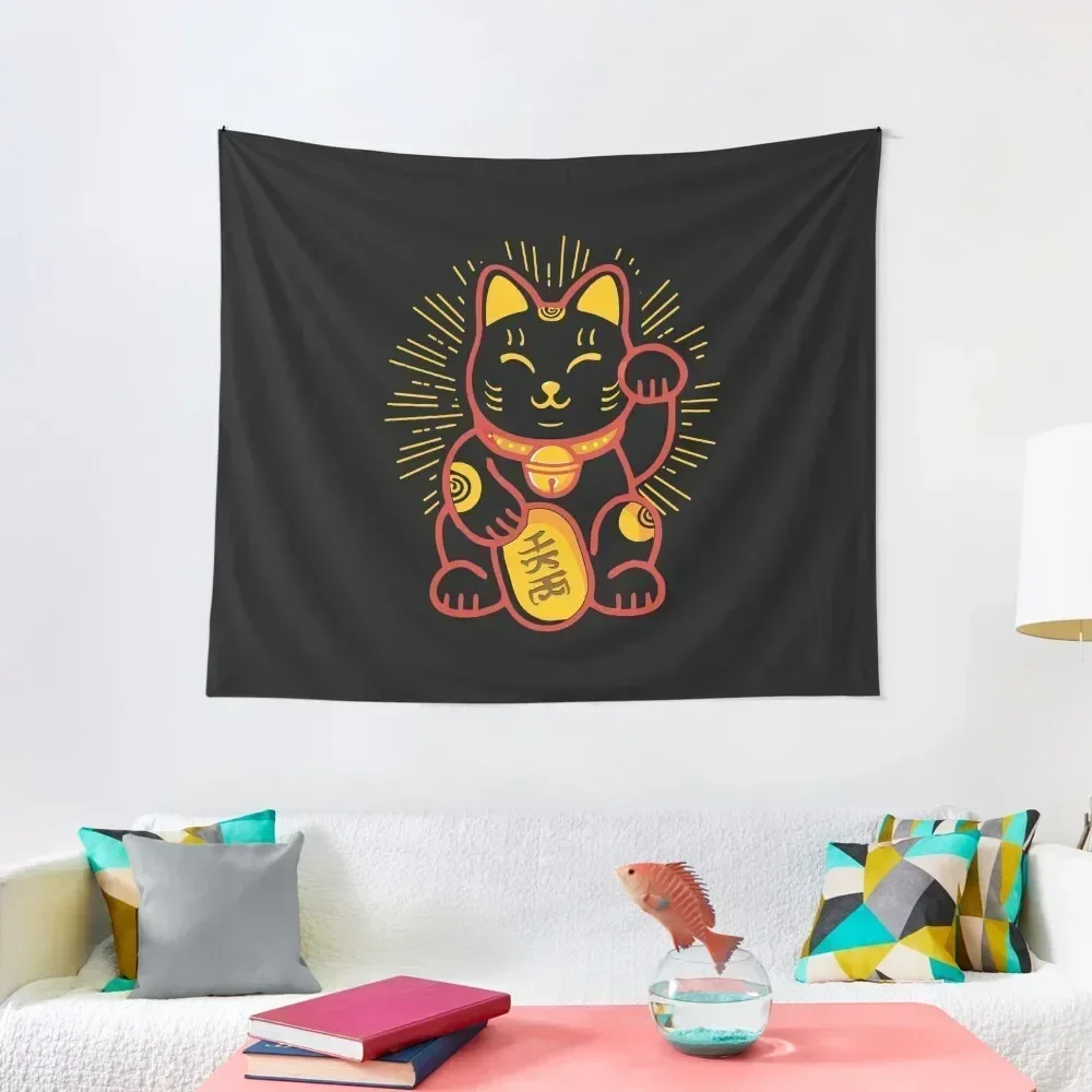 Money Cat Maneki-Neko Lucky Cat Golden Kitten Japanese Good Luck Charm Gift Tapestry Cute Room Things Tapestry