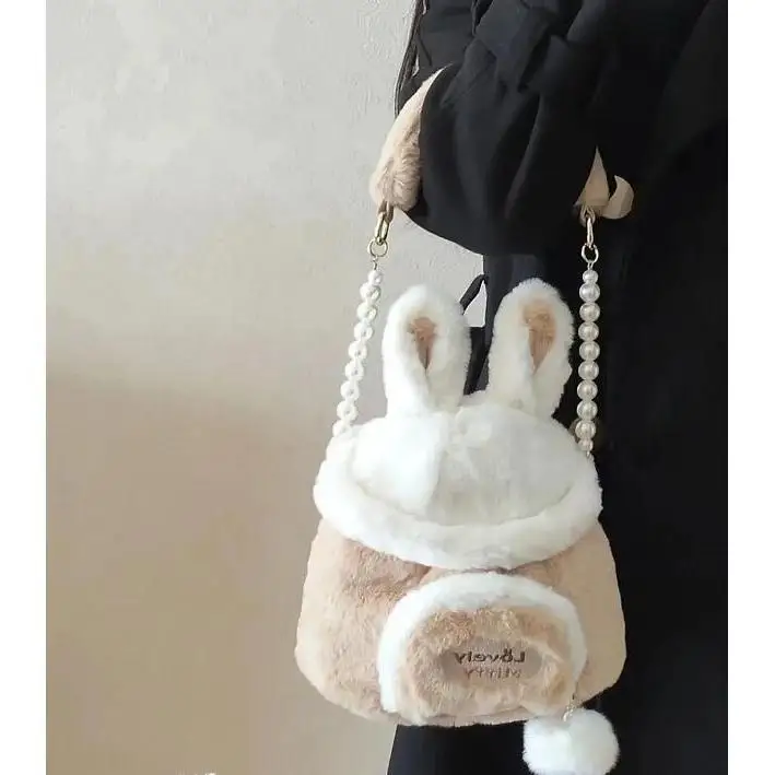 Borsa giapponese Kawaii autunno e inverno borsa portaoggetti morbida in peluche borsa a tracolla borsa a tracolla borsa a tracolla di grande