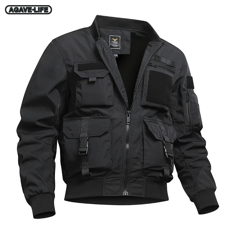 

American Retro Military Baseball Jacket Men Multifunctional Bomber Jacket Multi-pocket Tooling Mens Jacket Fashion Tactical Tops