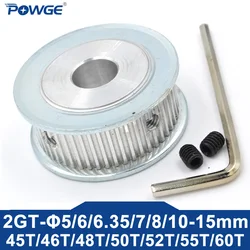 POWGE 45 46 48 50 52 55 60 teeth 2MGT 2GT Timing Pulley AF Bore 5mm-16mm for GT2 belt width 6/10mm 45T 46T 48T 50T 52T 55T 60T