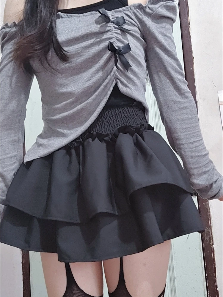 

Бальное платье Юбки Женщины Япония Kawaii Лолита Лето Оборки Faldas Hotsweet Pure Simple Empire Y2k Эластичная талия Мода Мини Милый