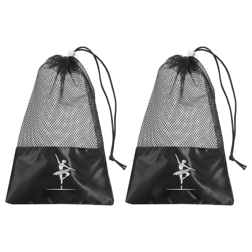 

2pcs Ballet Shoe Bag Portable Drawstring Mesh Satin Washable Lightweight Reusable Anti-Scratch Organizer For Women Girls Dance