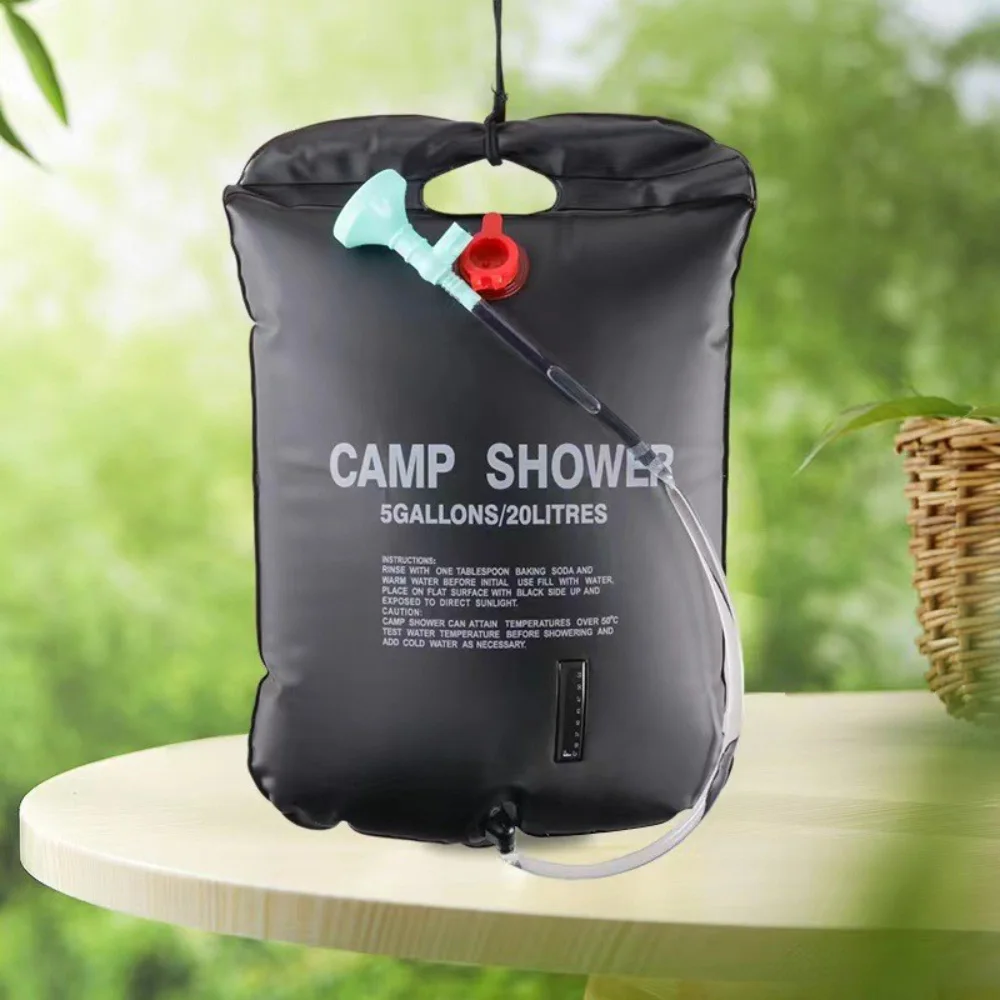 Bolsa de ducha Solar, ducha de Camping plegable de 20L con cabezal de manguera extraíble, bolsa de agua con calefacción solar para equipo de baño al aire libre
