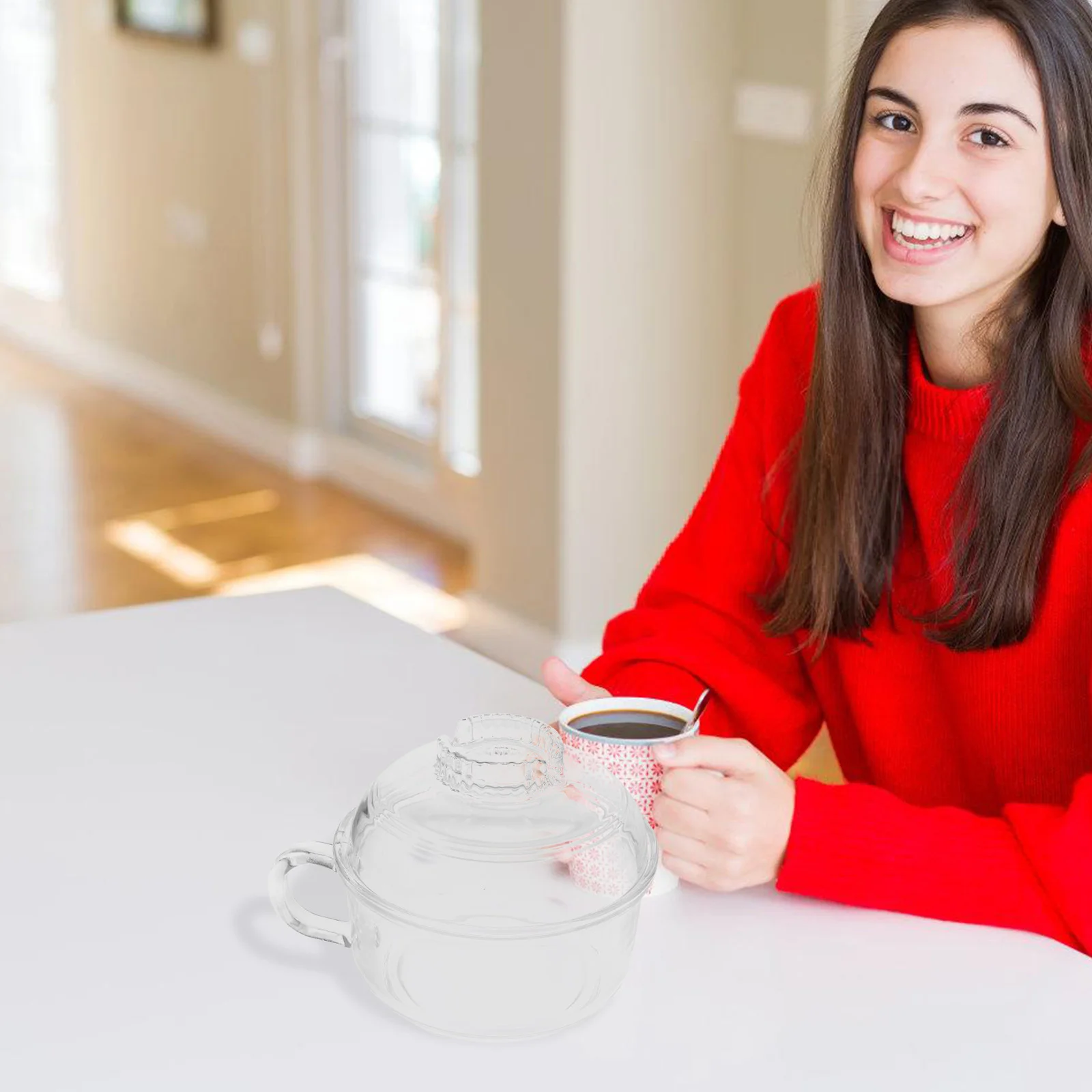 

Glass Soup Bowl with Lid Multifunction Small Stew Bowl Convenient Microwaveable Household Kitchen Supply Soup Cups with Lids