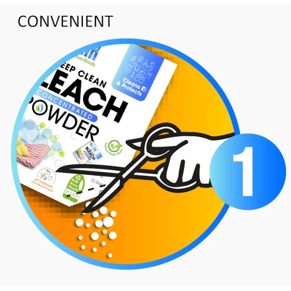 عبوات مسحوق التبييض المركز 5PK عمر الرف الطويل خفيفة الوزن وسهلة التخزين لوازم التنظيف 4oz التنظيف الفعال