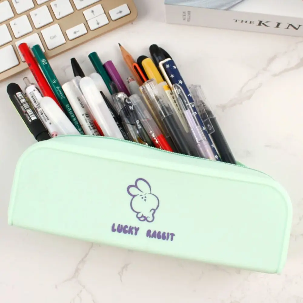 Kawaii – sac de papeterie créatif en Silicone, porte-stylo souple, sac à crayons en Silicone, étuis à crayons de grande capacité, pochette pour stylos lapin de bureau