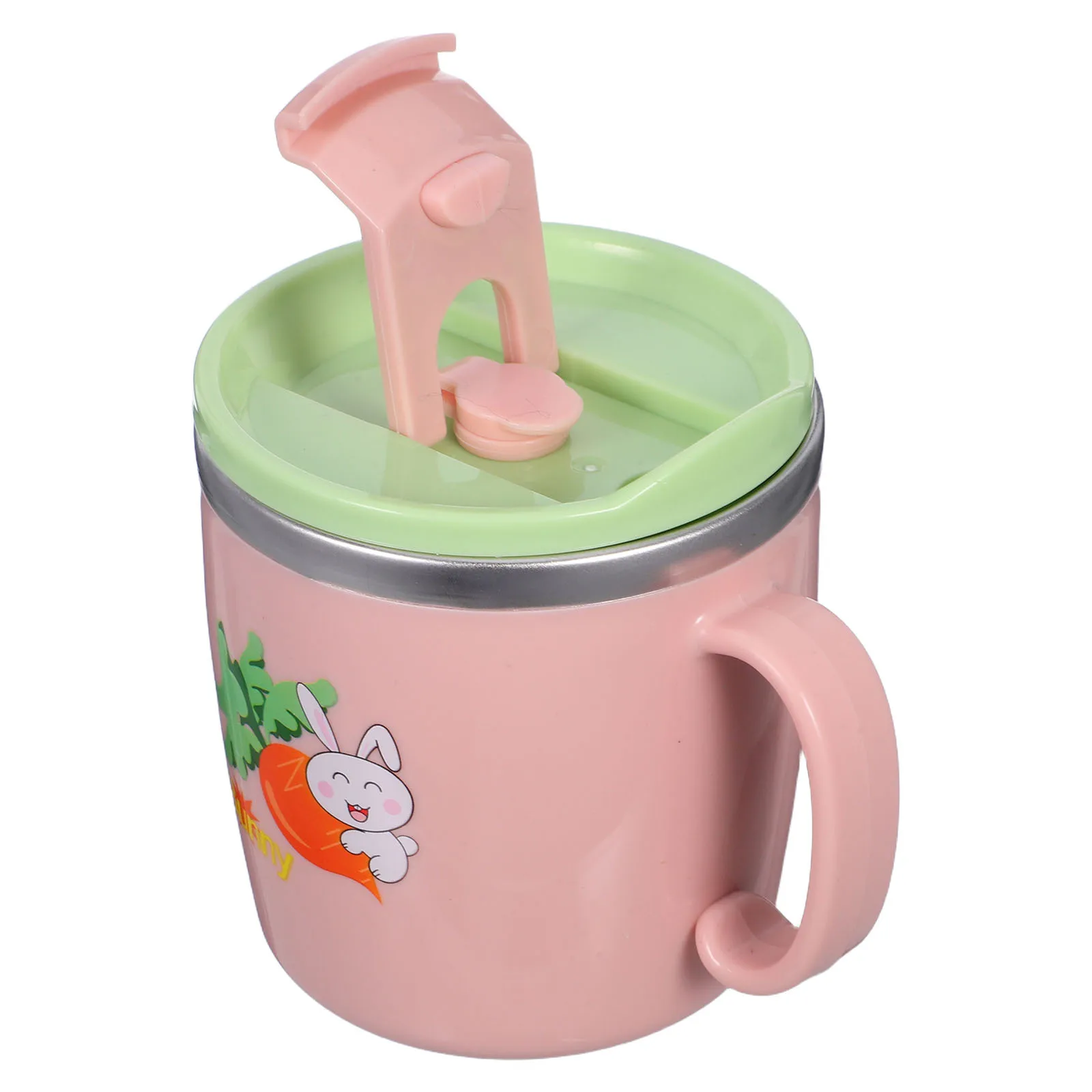 

280Ml Stainless Steel Straw Cup Kids Metal Water Bottle With Handle Measurement Scale Insulated For Hot Cold Drinks Baby