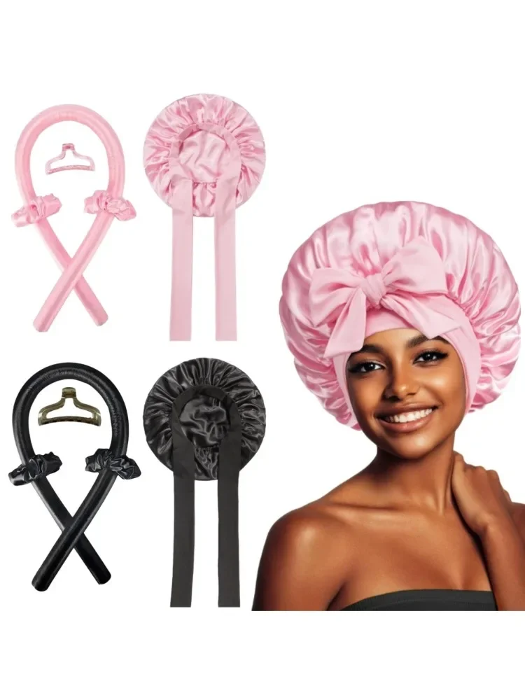 Tige à friser sans chaleur, bandeau, bigoudi doux avec Bonnet de couchage, sans chaleur, bigoudis en Satin, boucles paresseuses, outils de coiffure
