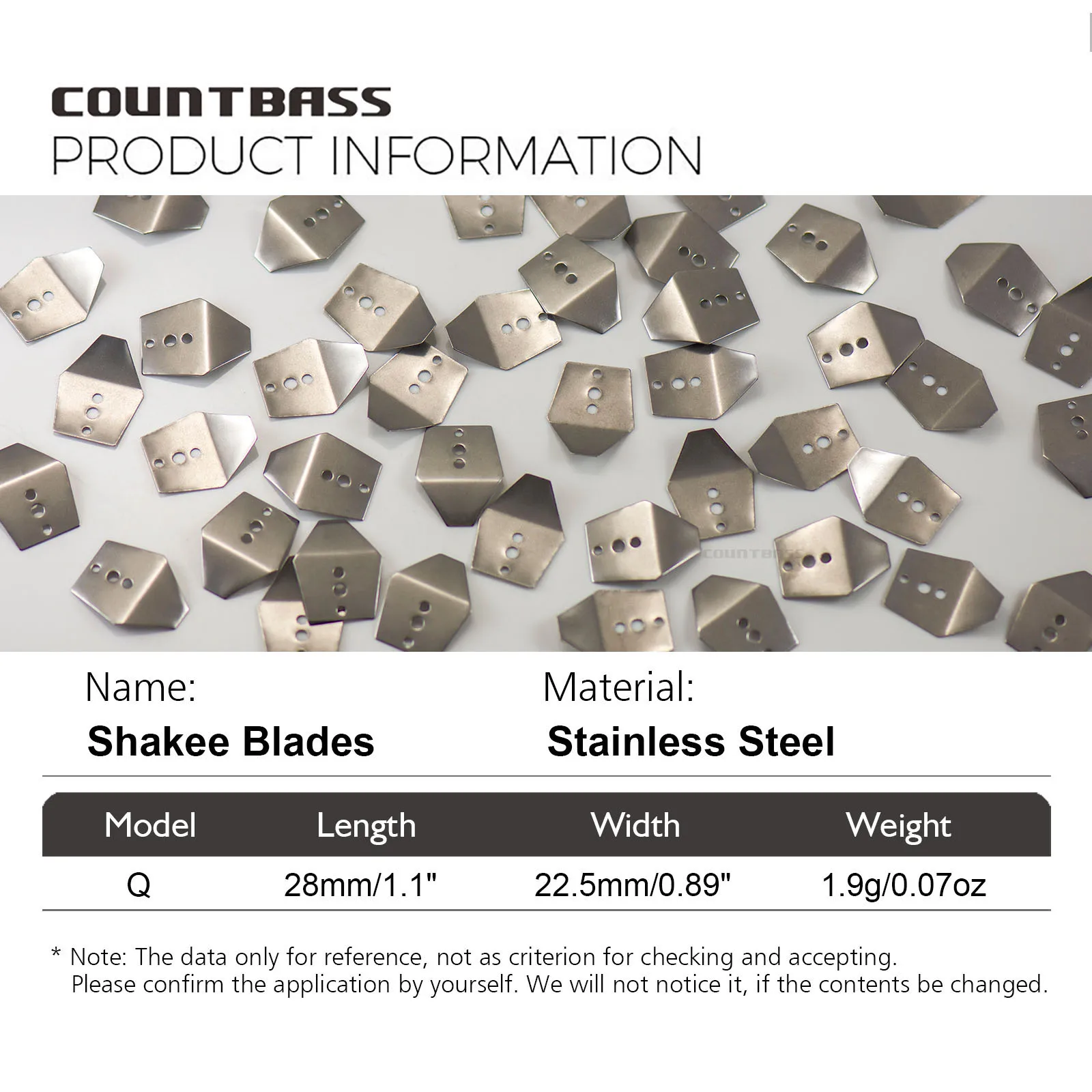 COUNTBASS 50pcs Stainless Steel/Black/Gold Swim Jig Blades, Chatterbait Blades, Shakee Blades,Swim Jig Dancer view 3