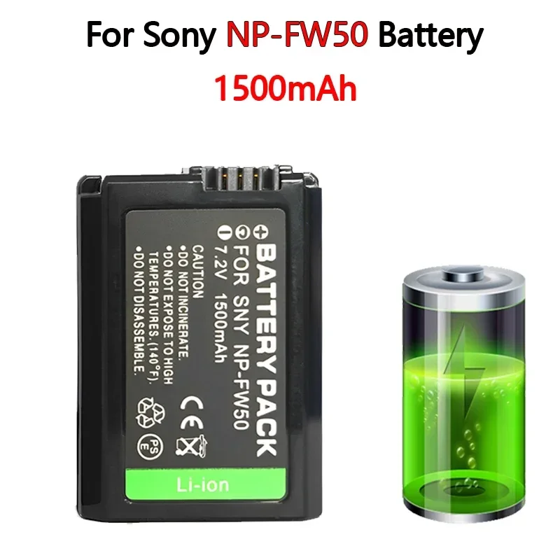 1500mAh Digital Battery for Sony NP-FW50 Battery ZV-E10 A6500 A6400 A6300 A6000 NEX-5C NEX-3 A7 A7M2 Camera Battery