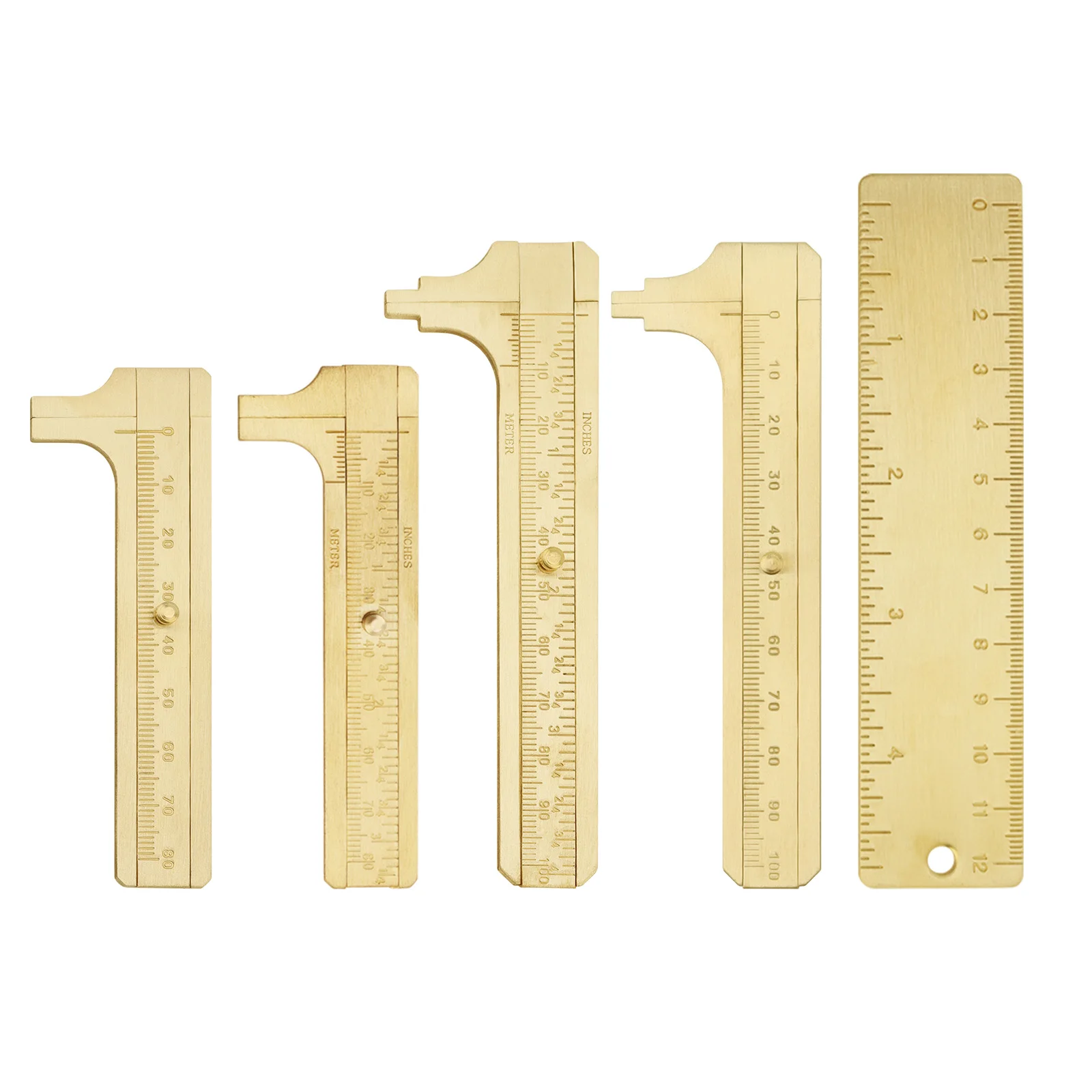 80mm/100mm Mini Single Double Scale Brass Vernier Caliper Measuring Ruler Portable Pocket Retro Copper Caliper