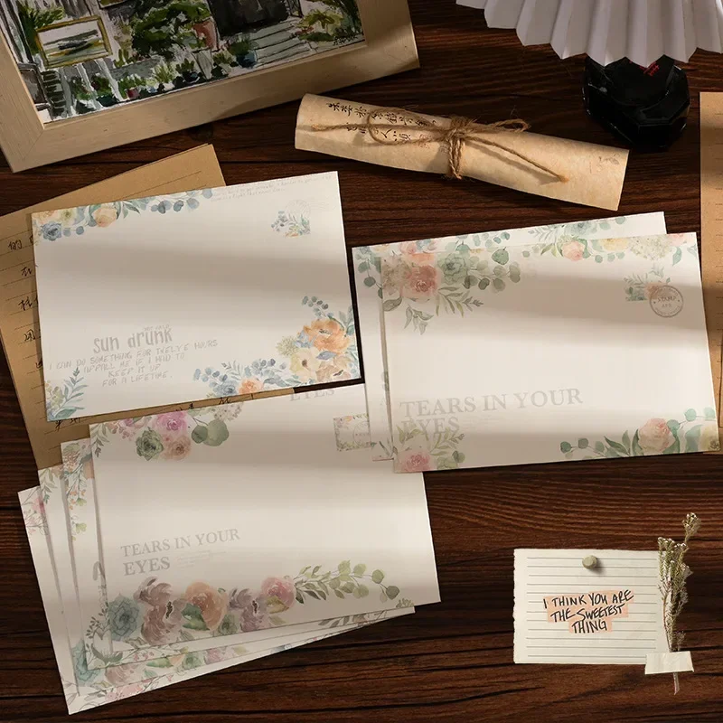 

8pcs/set Vintage Paper Envelopes Romantic Flowers Envelopes for Letters Wedding Party Invitation Cards Cover Korean Stationery