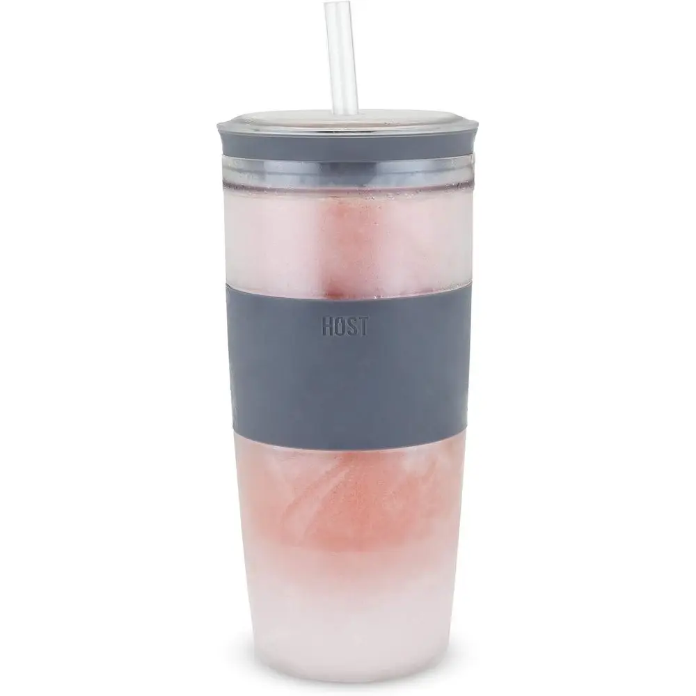 Insulated Double-Wall Drink Tumbler with Gel Glasses, Stand Lid, 16 oz, Grey