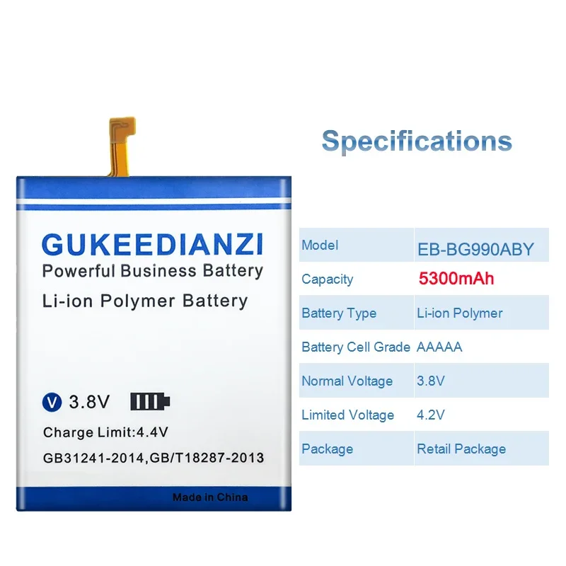 High Capacity GUKEEDIANZI Battery EB-BG990ABY 5300mAh For Samsung Galaxy S21 FE 5G SM-G990